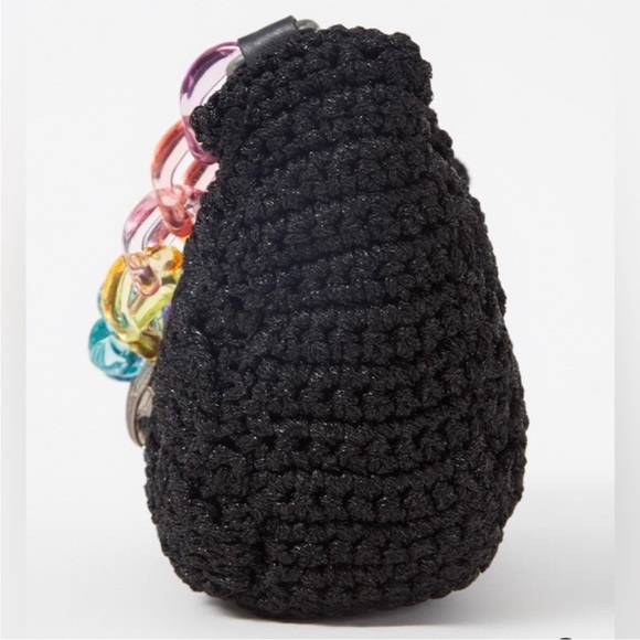 Kurt Geiger London Crochet Crossbody Bag Rainbow Coin Pouch Black Eagle NEW - Picture 2 of 13